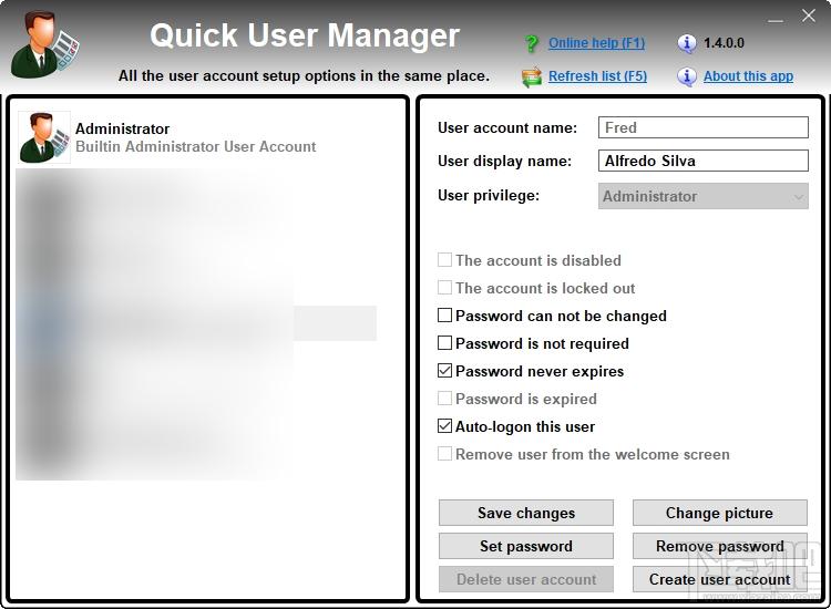 Quick User Manager,windows用户管理,windows账户管理